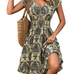Vintage Damask Floral Mini Dress navy blue