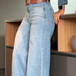 Light Blue High Waist Wide Leg Jeans
