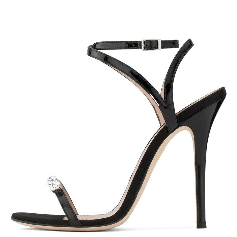 Strapping With Thin High Heels Rhinestones - runwayfashionista.com