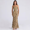 Elegant Low Neck Sleeveless Backless Tie-Up Maxi Dress