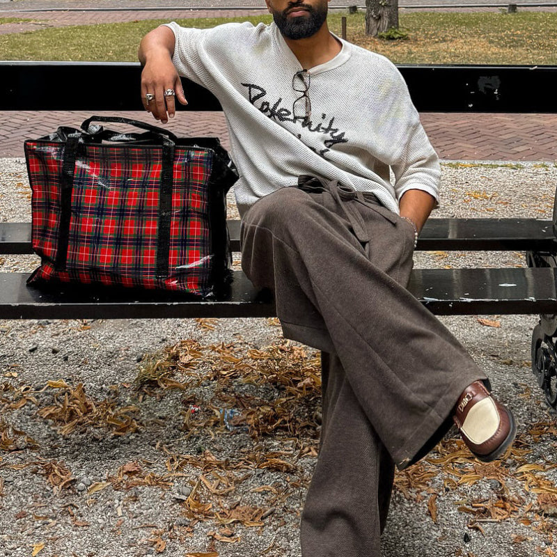 Crew Neck Mesh Lettering Short-sleeved Top