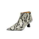 Pointed back zipper thick heeled fashion boots - runwayfashionista.com