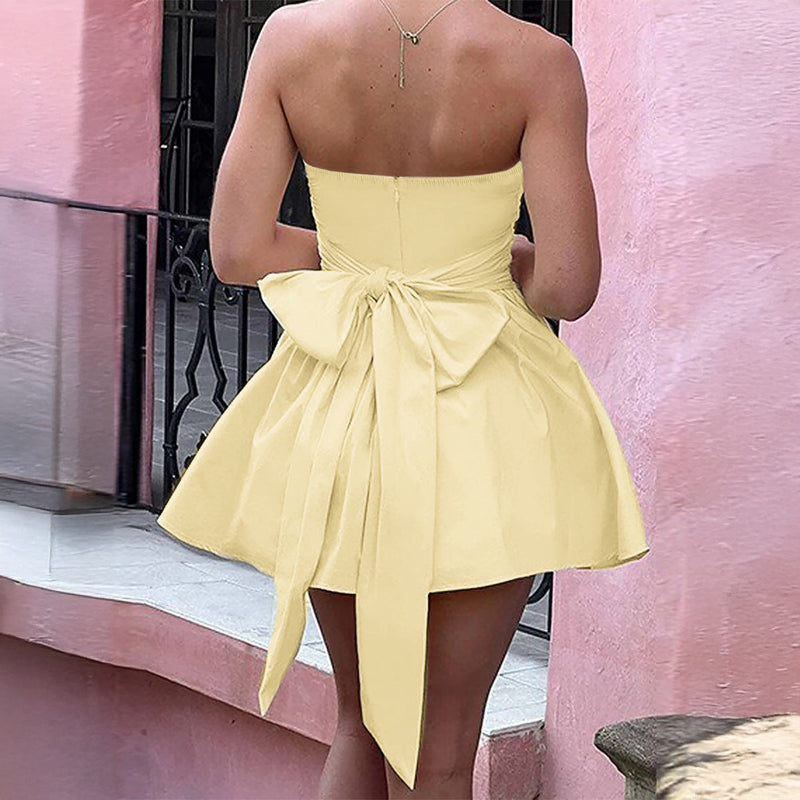 Elegant Butterfly Knot Wrap Chest Dress