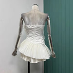 Slash Neck Sleeveless Strapless Party Blouses - white