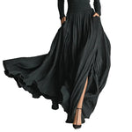 French Vintage Style Midi Skirt - black