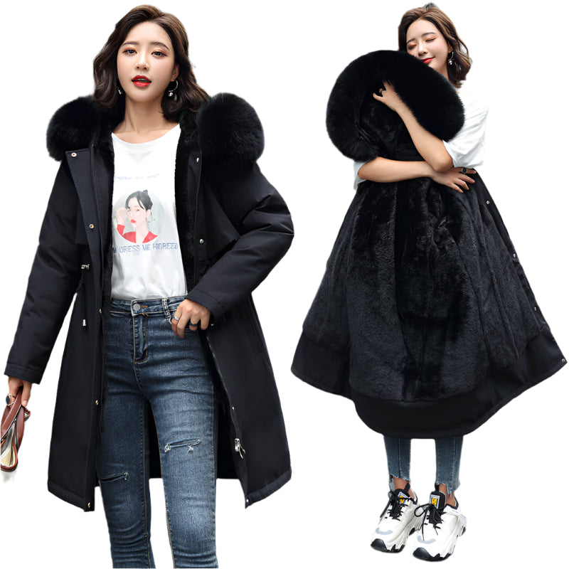 Big Fur Collar with Fleece Jacket