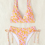 Small Floral Print Deep V Sexy Two-Piece Swimsuit