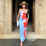 Bold & Chic: Strapless Floral Slip Midi Dress