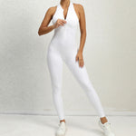 Zippered Sleeveless Jumpsuit - white