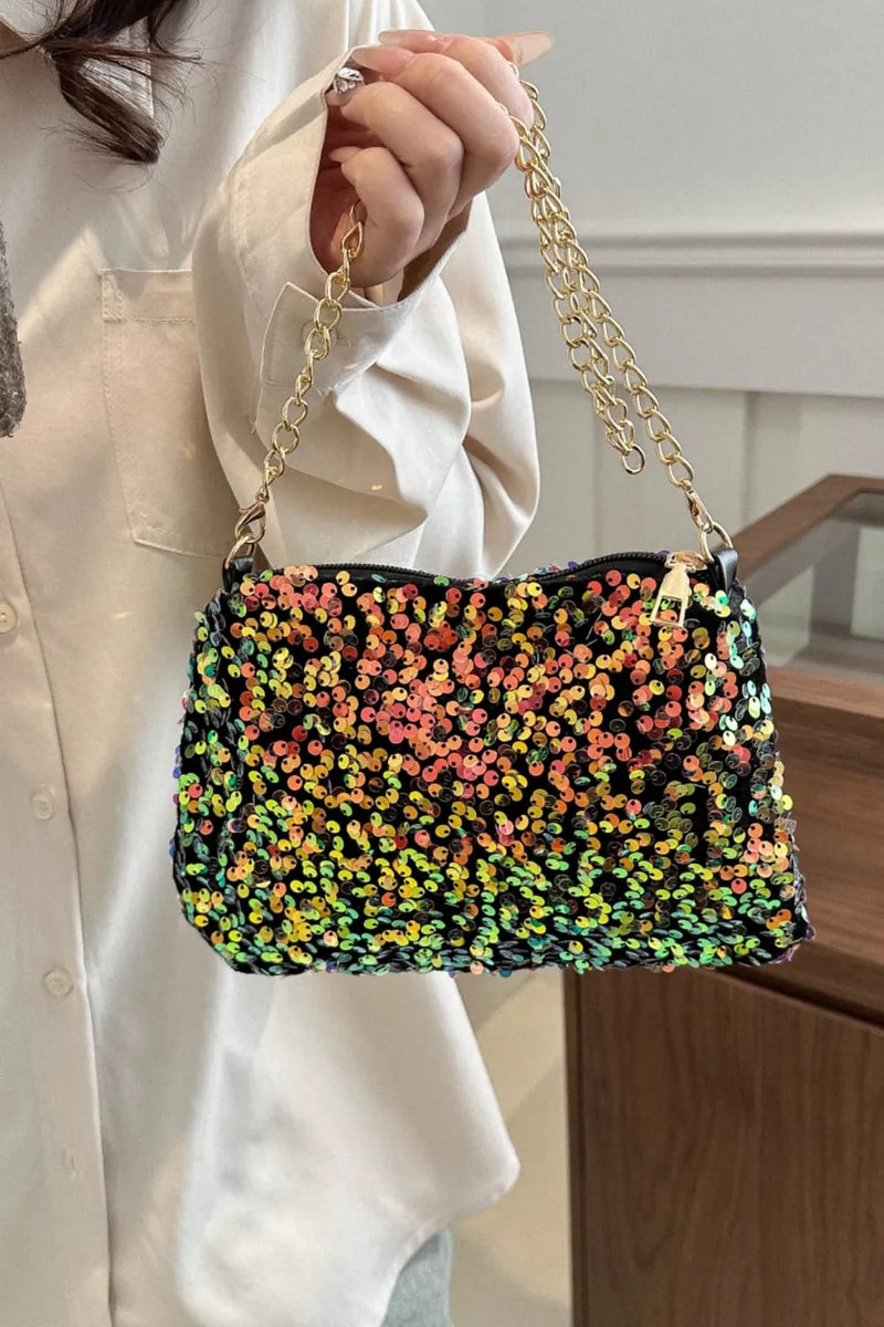 Sequin Removable Strap Shoulder Bag - Stylish & Versatile - runwayfashionista.com
