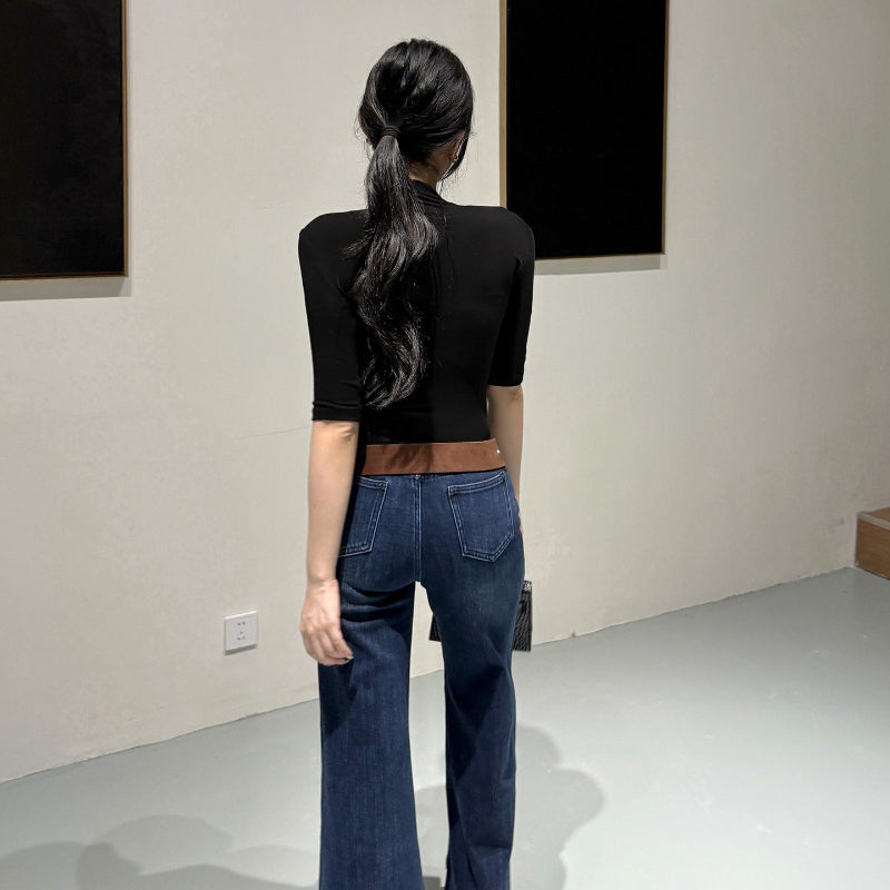 Minimalist Black High-Neck Base T-shirt