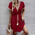 Turn heads effortlessly with this Casual Lace Splicing Short Dress—where comfort meets bold style in every stitch.