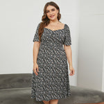 Square Neck Waist Open Long Floral Dresses