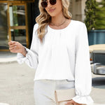 Round Neck Flounce Sleeve Top -runwayfashionista.com