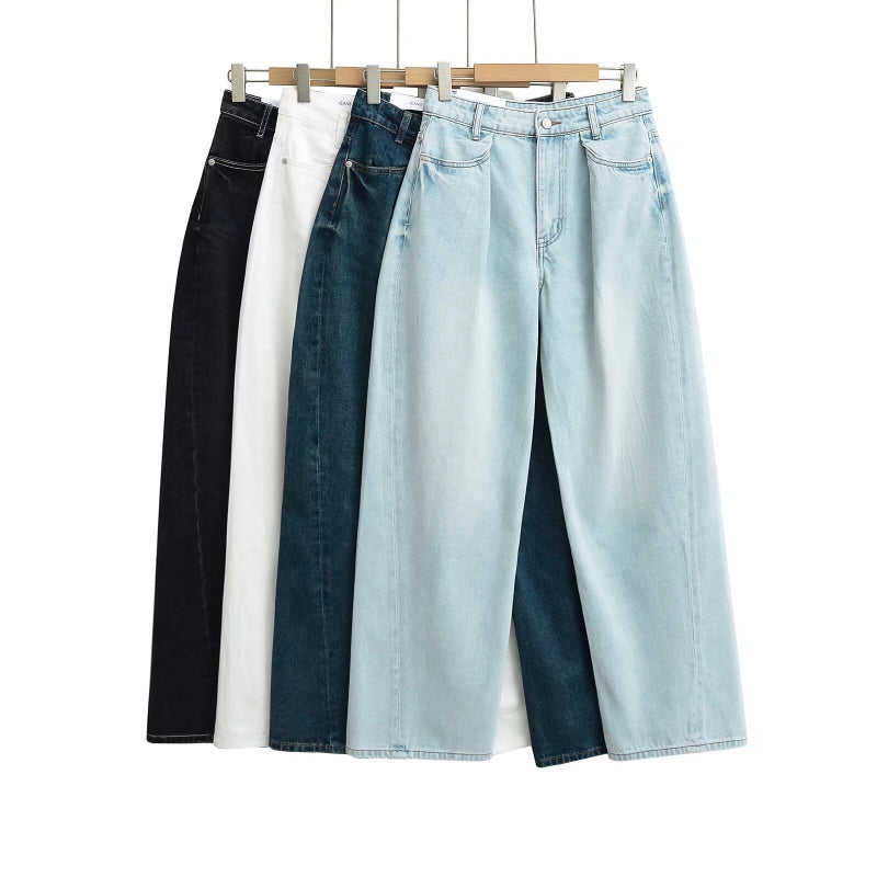 Wide-leg Jeans New Slimming High-waist