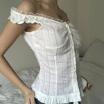 Spliced Buttoned Waist Slimming Spicy Girl Temperament Top