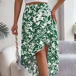 High-Low Printed High Waist Skirt
