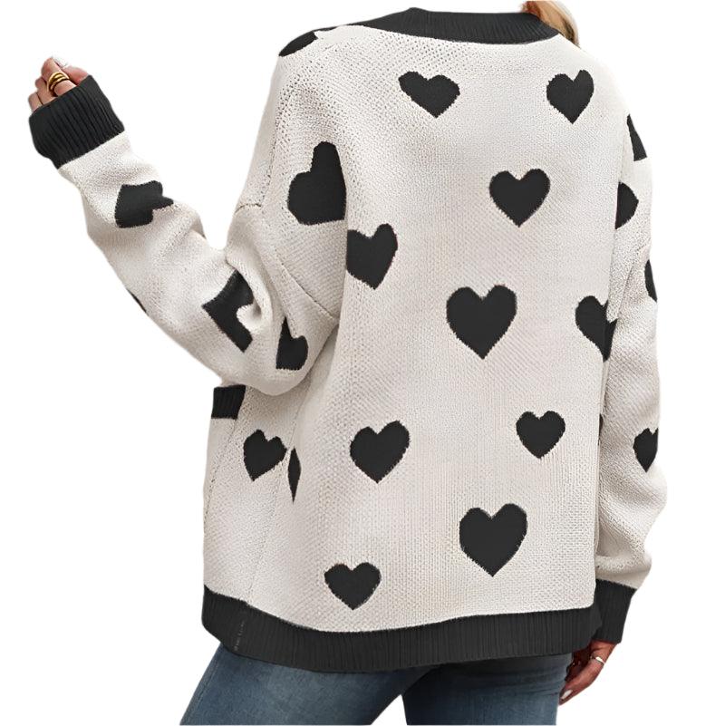 Heart button up long sleeve cardigan - runwayfashionista.com