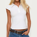 Sports Button Short Sleeve T-Shirt: Simple, Edgy Style