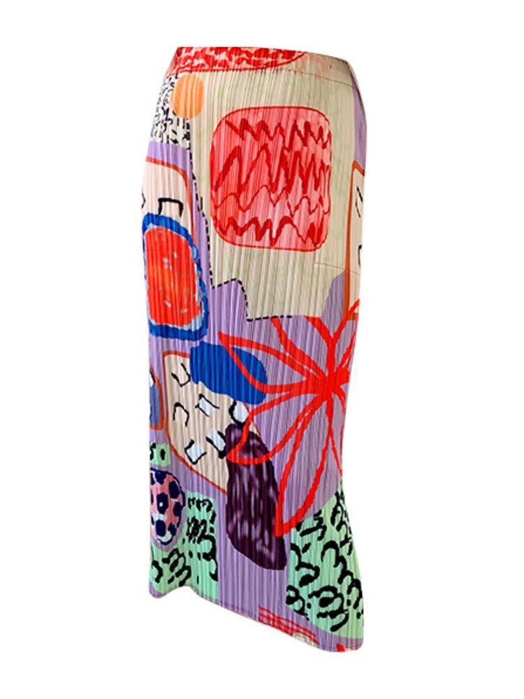 Graffiti Print Pleated Skirt - runwayfashionista.com