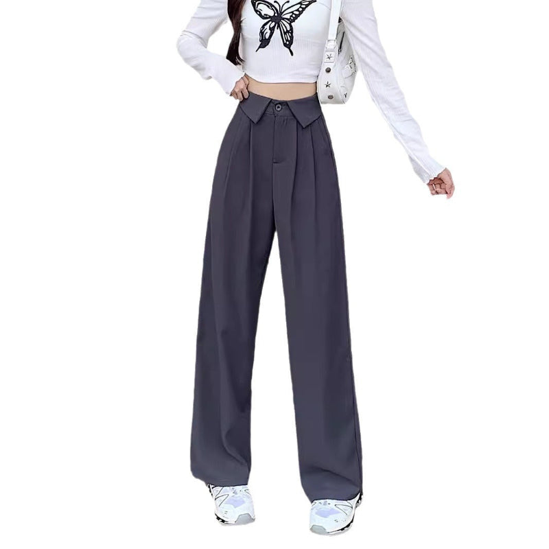 Cuffed Design Long Silk Suit Pants