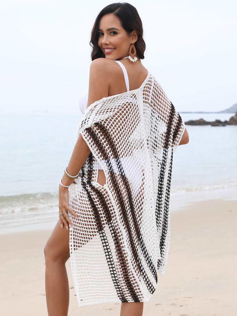 This crochet hollow bikini cover-up adds a bold, edgy touch to your beach look while letting your swimsuit peek through effortlessly.