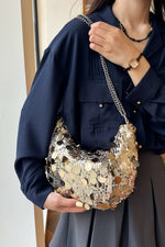Sequin Chain Crossbody Bag - Adjustable & Stylish - rnwayfashionistacom