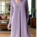 Notched long sleeve mini dress - runwayfashionista.com