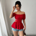 Off Shoulder Hollow out Top - Runwayfashionista.com