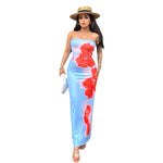 Bold & Chic: Strapless Floral Slip Midi Dress