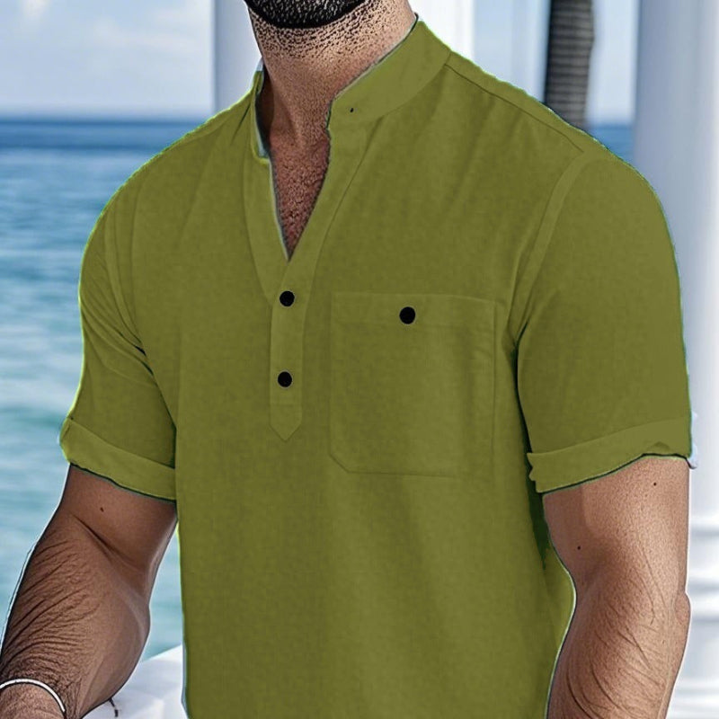 Effortless Modernity: The Lightweight Stand-Collar Shirt