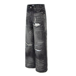 Distressed Ripped Vintage A-Line Casual Jeans: The Denim Revolution - black