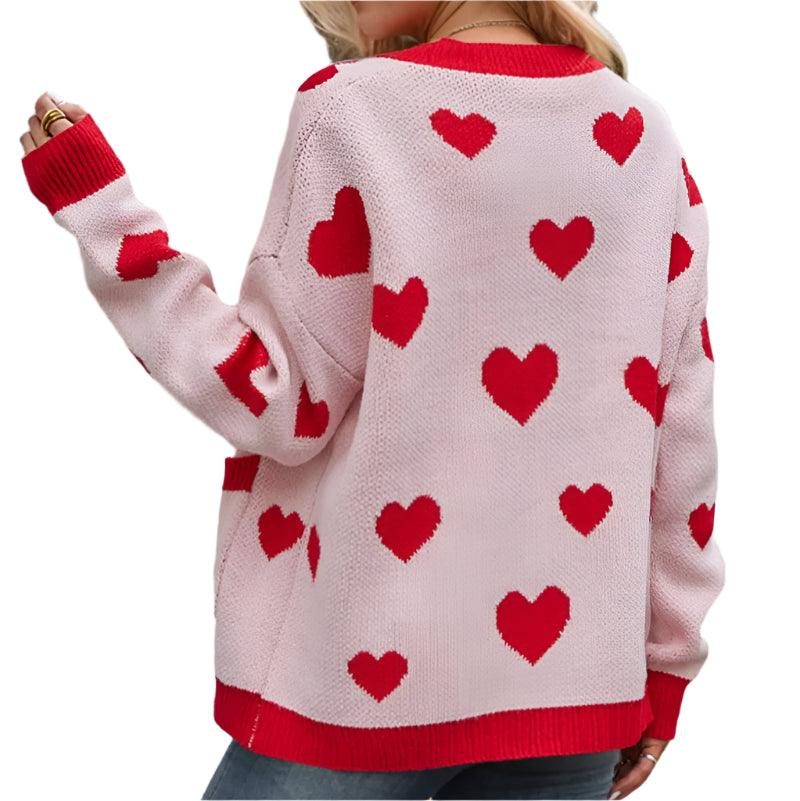 Heart button up long sleeve cardigan - runwayfashionista.com