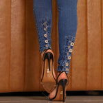 High Waisted Elastic Jeans - Blue (S, M, L, XL, XXL)