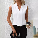 V-Neck Sleeveless Shirt - white