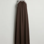 Resort-style Flared Halter Neck Maxi Dress