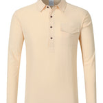 Men's Linen Blend Half-Button Shirt - khaki