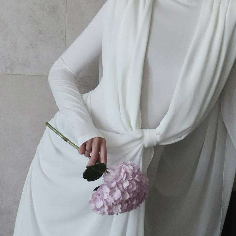 White Draped Knot-back Maxi Dress