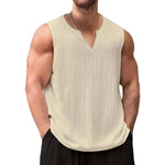Men's Textured Notch Neck Tank Top - beige