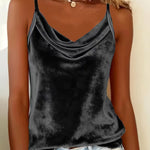 Velour Sleeveless Tops - black