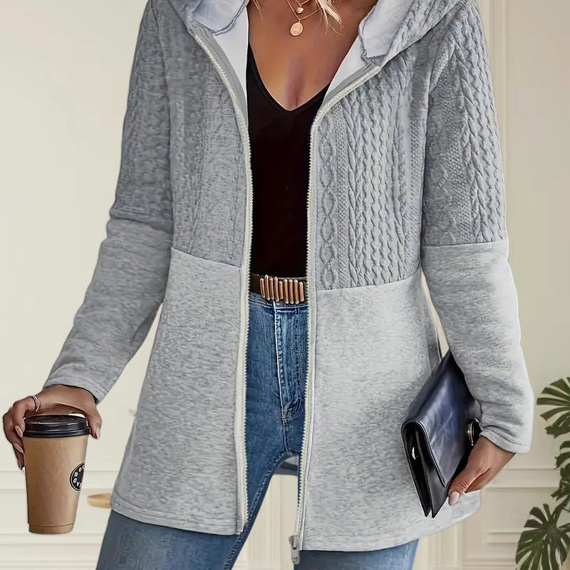 Ripple-Panel Loose Hooded Jacket