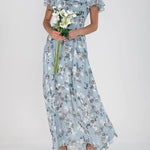 Flowers Print Short Sleeve Beach Dresses