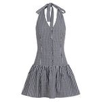 Elegant Off-the-Shoulder Plaid Mini Dress