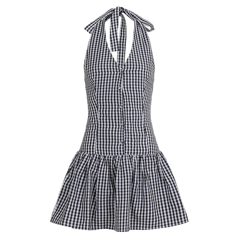 Elegant Off-the-Shoulder Plaid Mini Dress