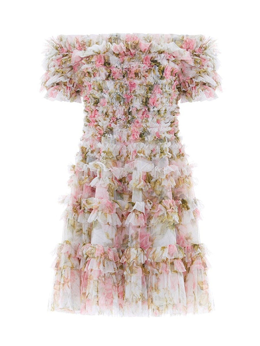 Sweet and fresh printed short Dress - runwayfashionista.com