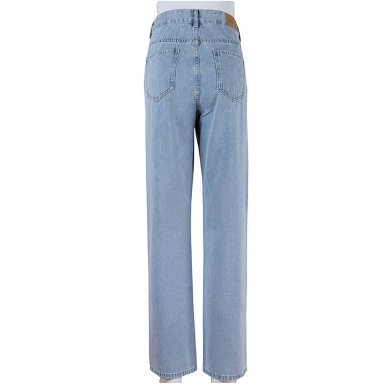 High Waisted Washed Denim Jeans - runwayfashionista.com