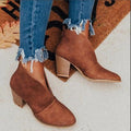 V-neck high heel boots