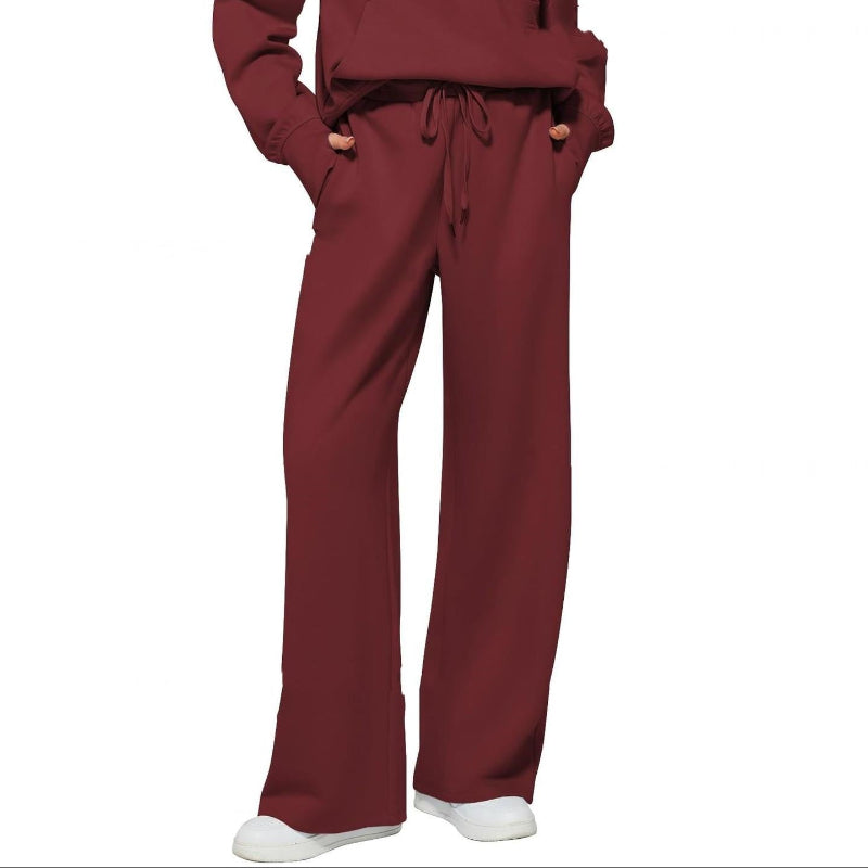 Half Zip Long Sleeve Sweatshirt And Wide Leg Pants Set