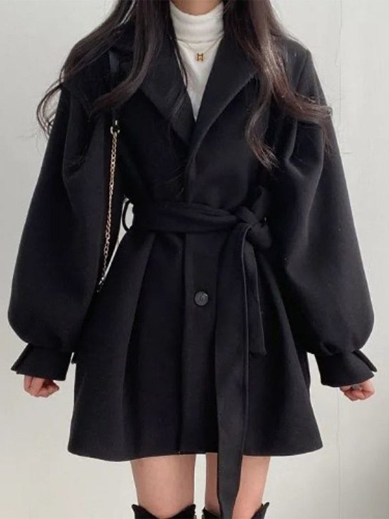 Stylish Waistband Woollen Coat - runwayfashionista.com