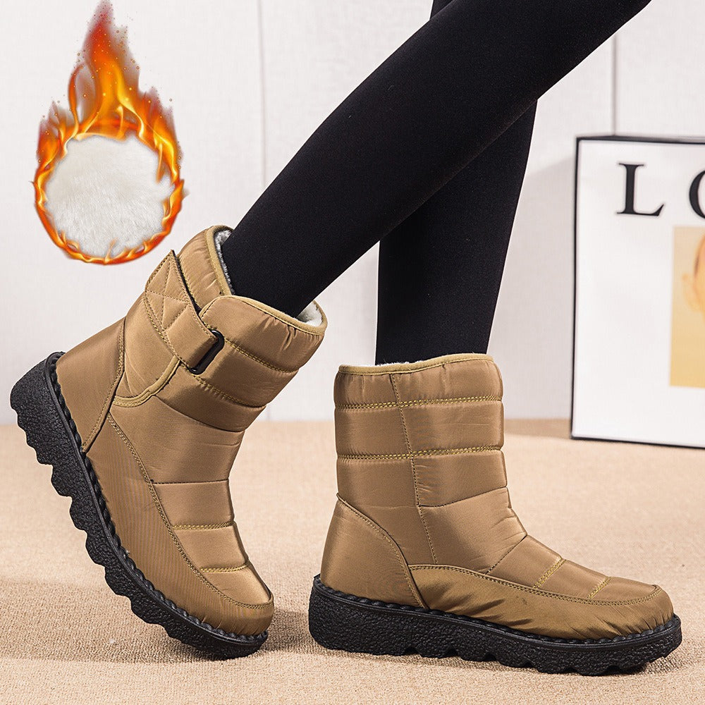 High Top Waterproof Plush Cotton Boots - runwayfashionista.com